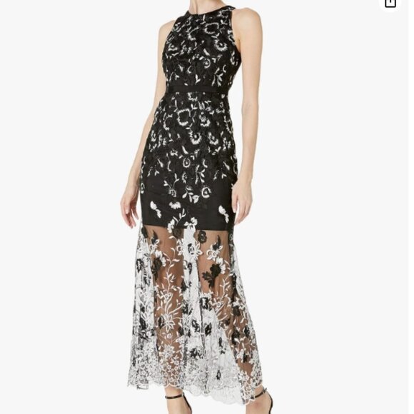 Aidan by Aidan Mattox Dresses & Skirts - Aidan by Aidan Mattox Lace Embroidered Floral Halter Maxi Gown, US 10